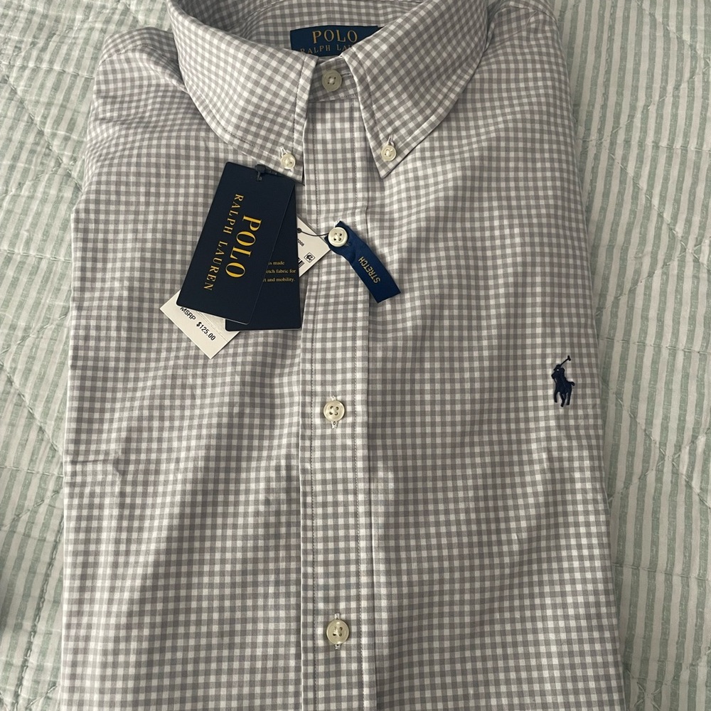 NWT Ralph Lauren Gray Button Down Shirt XXL